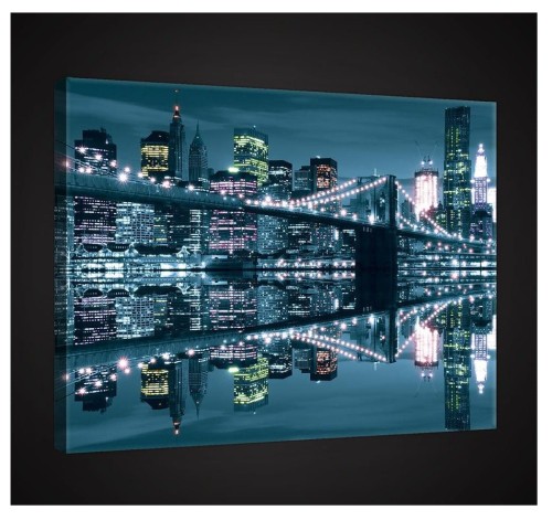 Obraz miasto nocą obrazy na ścianę budynki 100x75