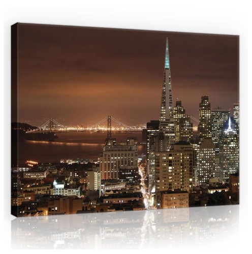 Obraz miasto nocą obrazy na ścianę budynki 100x75