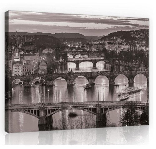 Obraz miasto nocą obrazy na ścianę budynki 100x75