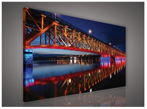 Obraz miasto nocą obrazy na ścianę budynki 100x75