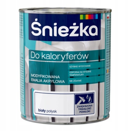 Farba emalia akrylowa do metalu Śnieżka 0,75 l biel połysk