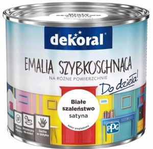 Farba Dekoral akrylux szybkoschnąca do drewna ,do mebli i metalu 0,9l białe
