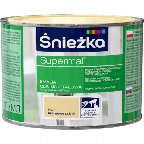 Farba olejno-ftalowa do drewna, do metalu Śnieżka 0,4 l F575 kremowy połysk