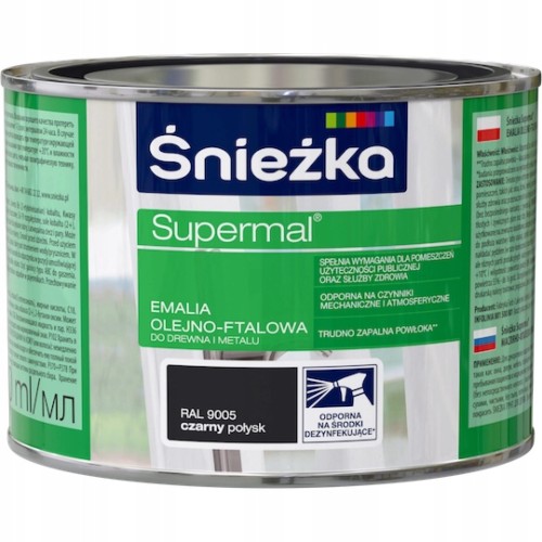 Farba olejno-ftalowa do drewna Śnieżka 0,4 l RAL9005 czarny połysk