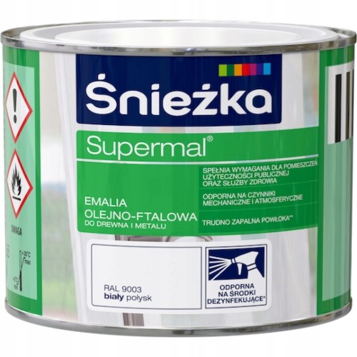 Farba Śnieżka Supermal Olejno-ftalowa Połysk BIAŁA 0,4L