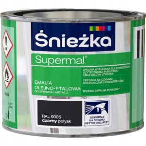 Farba Emalia olejno-ftalowa Śnieżka Supermal Czarny 0,2 l