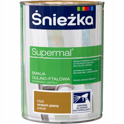 Farba Emalia olejno-ftalowa Śnieżka Supermal 0,8 l orzech jasny połysk