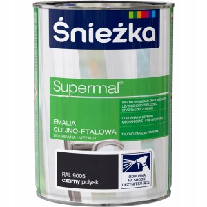 Farba Emalia olejno-ftalowa Śnieżka Supermal Czarny połysk 0,8 l