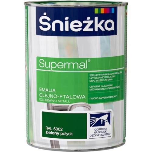 Farba Emalia olejno-ftalowa do drewna Supermal 0,8l zielony połysk