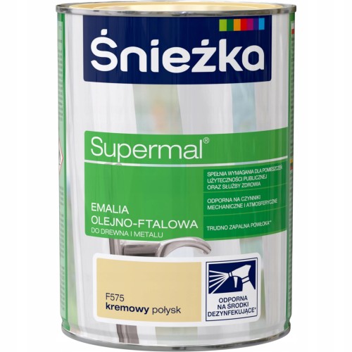 Farba Emalia olejno-ftalowa Śnieżka Supermal kremowa połysk 0,8 l