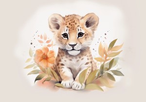 Fototapeta DLA DZIECI słodkie zwierzaki LEW tygrysek +KLEJ