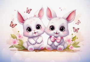 Fototapeta DLA DZIECI słodkie zwierzaki zajączki KRÓLICZKI + KLEJ