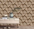 Tapeta ścienna imitacja ekstrawaganckiej geometrii 3D na flizelinie złoto