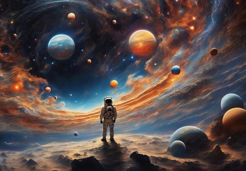 FOTOTAPETA na flizelinie KOSMOS PLANETY astronauta EFEKT 3D +klej gratis