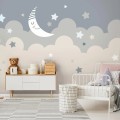 FOTOTAPETA na flizelinie DLA DZIECI góry gwiazdki księżyc + klej gratis