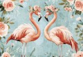 FOTOTAPETA piękne FLAMINGI ptaki RÓŻE kwiaty PASTELOWE KOLORY +klej gratis