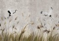 FOTOTAPETA malowny obraz trzciny palmy ŻURAWIE gałązki liście beton + klej