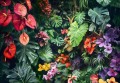 Fototapeta liście flizelina PIĘKNE kwiaty jak malowany obraz żywe kolory