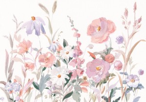 Fototapeta liście flizelina PIĘKNE kwiaty jak malowany obraz żywe kolory