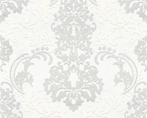 Tapeta na ścianę glamour wzór ornament kwiatowy z brokatem flizelina