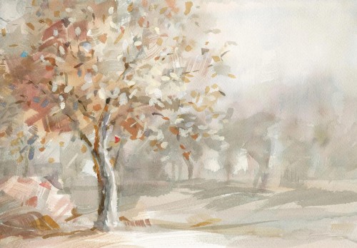 Fototapeta na ścianę na flizelinie jak malowany obraz las drzewa + KLEJ