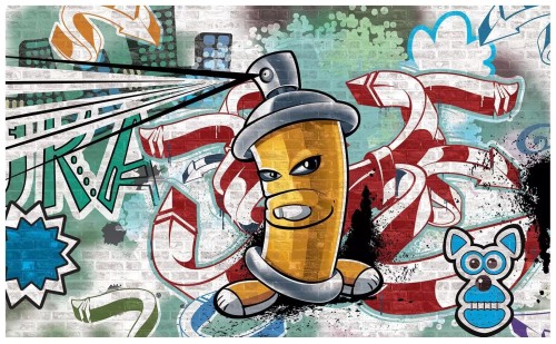 Fototapeta młodzieżowa GRAFFITI napisy SUPER WZÓR flizelina + KLEJ GRATIS