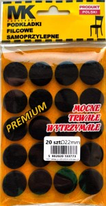 Podkładki filcowe samoprzylepne mocne premium 22mm czarne