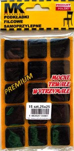 Podkładki filcowe samoprzylepne mocne premium 25x25 czarne