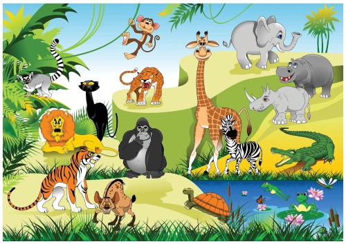 fototapeta dla dzieci zwierzątka z dżungli