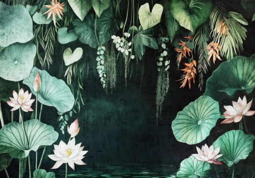 FOTOTAPETA LIŚCIE na flizelinie kwiat KWIATY fototapety na ścianę + KLEJ