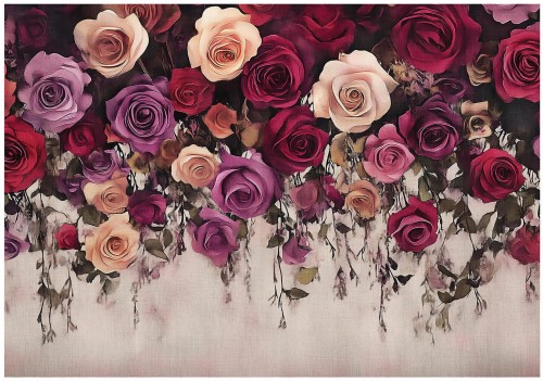 FOTOTAPETA KWIATY na flizelinie PIĘKNE KOLOROWE RÓŻE fototapety + klej