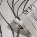 Tapeta na ścianę 3D prążkowane tło ze wzorem liści fali kremowy srebrny
