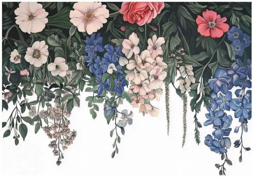 Fototapeta liście 3D EFEKT kwiaty NOWOCZESNA elegancka salon sypialnia LOFT