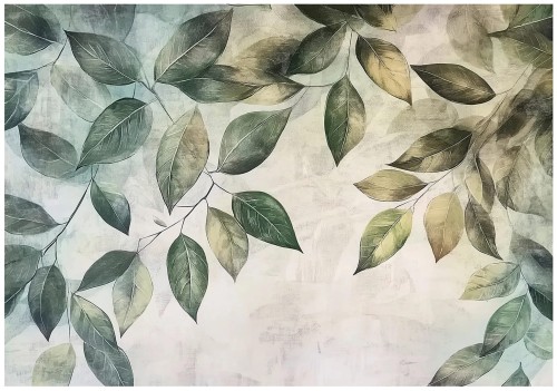 Fototapeta liście 3D EFEKT NOWOCZESNA elegancka salon sypialnia SUPER EFEKT