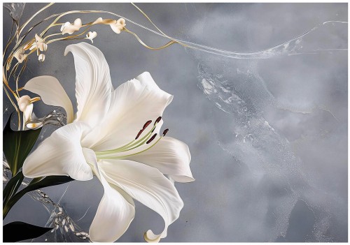 Fototapeta liście 3D EFEKT kwiaty NOWOCZESNA elegancka salon sypialnia LOFT