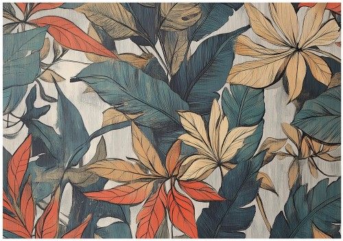 Fototapeta liście 3D EFEKT NOWOCZESNA elegancka salon sypialnia SUPER EFEKT