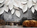 Fototapeta liście 3D EFEKT NOWOCZESNA elegancka salon sypialnia SUPER EFEKT