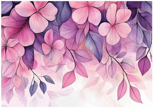 Fototapeta liście 3D EFEKT kwiaty NOWOCZESNA elegancka salon sypialnia LOFT