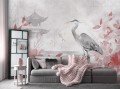 Fototapeta liście ŻURAW żurawie ptaki orientalny styl zen salon sypialnia