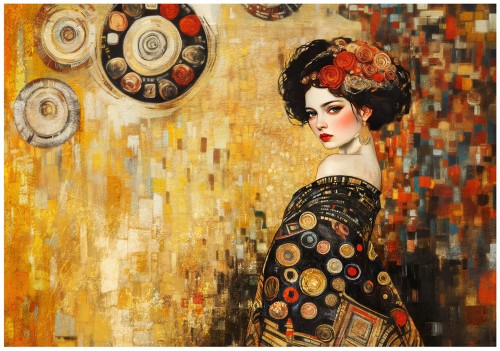 Fototapeta do sypialni do salonu KOBIETA w stylu KLIMTA złoto elegancja