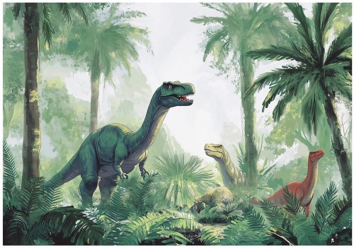 Fototapeta dinozaury w dżungli tropikalnej dekoracja do pokoju dziecka