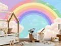 Fototapeta pastelowa tęcza i chmurki dla dzieci bajkowy pokoj przedszkolaka