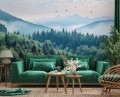 Fototapeta las góry świerki natura mgła pejzaż do salonu sypialni biura