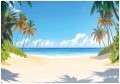 Fototapeta plaża tropikalna palmy ocean niebo wakacje rajska laguna relaks