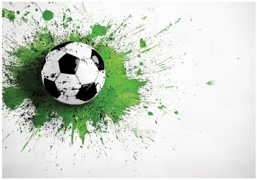 Fototapeta zielona eksplozja piłki nożnej na jasnym tle do pokoju fana