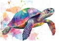Fototapeta żółw morski w kolorach tęczy akwarela do pokoju młodzieżowego