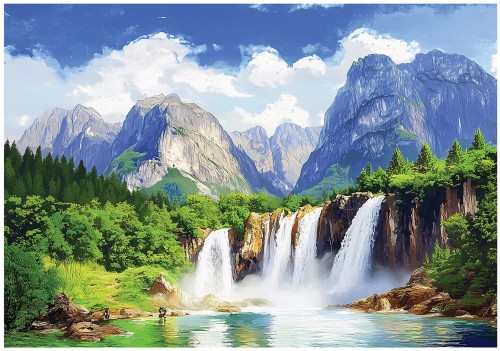 Fototapeta góry wodospad las zielony krajobraz natura widok do salonu