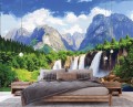 Fototapeta góry wodospad las zielony krajobraz natura widok do salonu