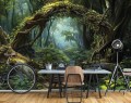 Fototapeta wejście do lasu pnącza ścieżka drzewa roślinność natura