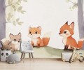 Fototapeta do pokoju dzieci Trzy liski w lesie do pokoju dziecięcego
